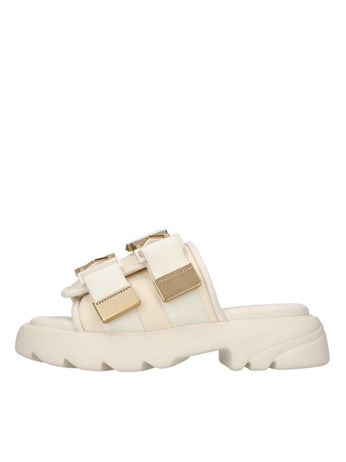 Mules in pelle e tessuto BOTTEGA VENETA | 690034 V0DS2 2916BEIGE